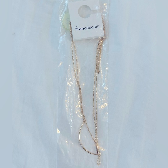 NWT Francesca’s Collection Natasha Layered Pave Crystal Necklace - Picture 4 of 9